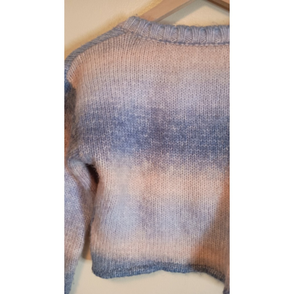 For Love & Lemons Celeste Ombre Fuzzy Knit Twist Front Cropped Sweater S - Picture 5 of 10